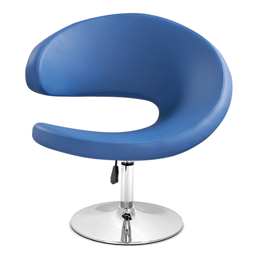 blue faux leather backrest swivel leisure chair