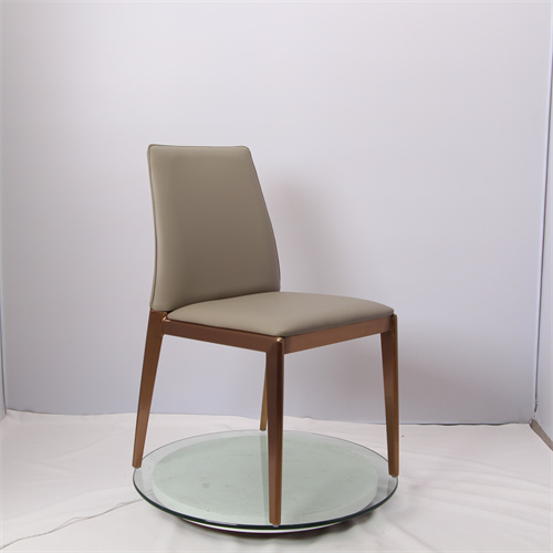 taupe PU leather and rose gold base modern dining chair